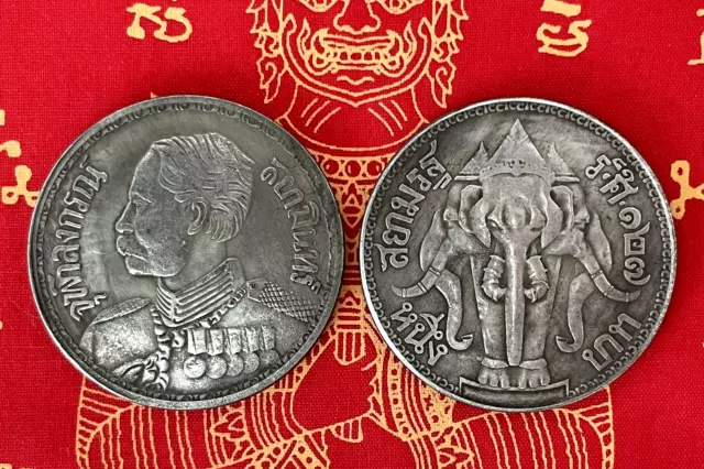Amuleto Buda Medalla Plata Elefante Erawan Siam Sacré Tailandia T170
