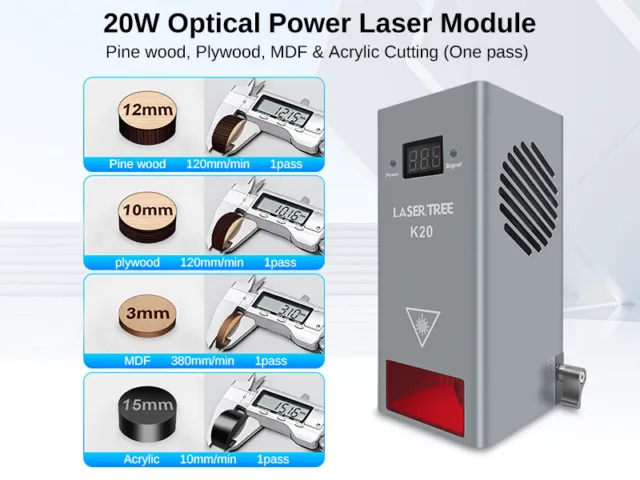LASER TREE 20W Optical Power Laser Module Kit for Laser Engraver Head Tools 3