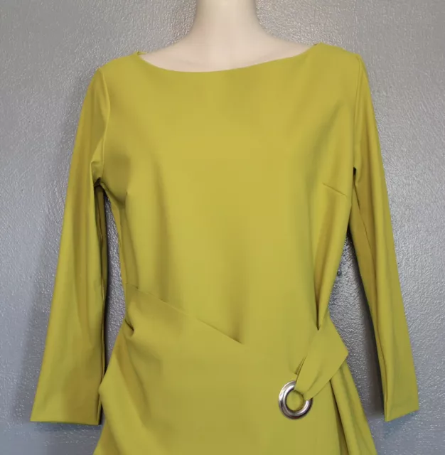 Chiara Boni La Petite Robe Chartreuse Yellow Midi Stretch Zelie Dress 44