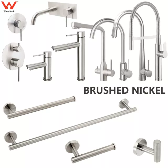Tall Basin Mixer Pull Out Kitchen Tap Shower Round Towel Rail Brushed Nickel