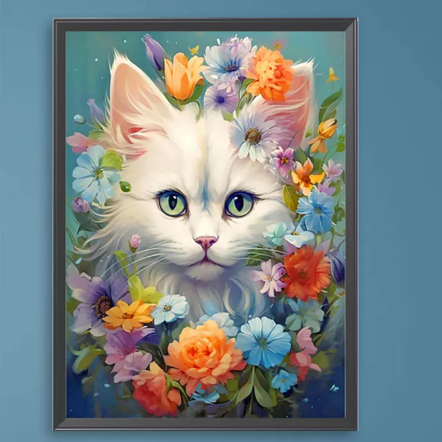 Paint By Numbers Kit DIY Oil Art White Cat Picture Home Wall Decor 30x40cm
