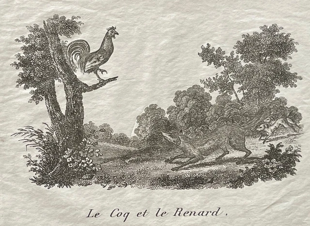 LE COQ ET le renard fable La Fontaine vers 1820 EUR 29,00 - PicClick FR