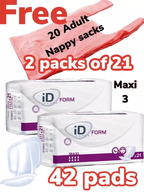 iD Expert Form 3 Maxi - 2 Packungen mit 21 (42) Inkontinenzhilfe Pads Erwachsene Windeln