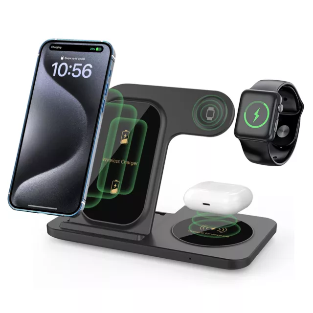 3in1 Kabelloser Ladegerät Ständer Ladestation Für Apple Watch Air Pods iPhone 15