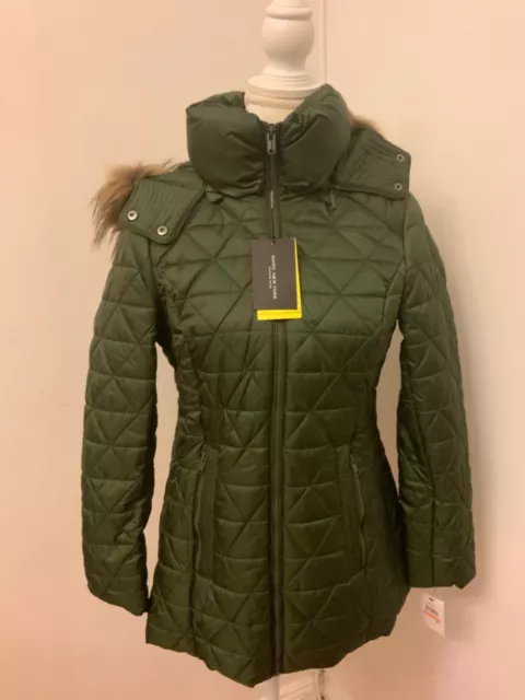 NWT Marc New York Hooded Packable Puffer Jacket olive Size S.