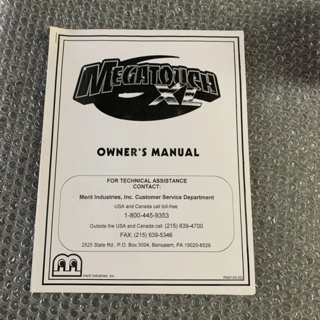 MEGATOUCH XL  arcade game owners manual