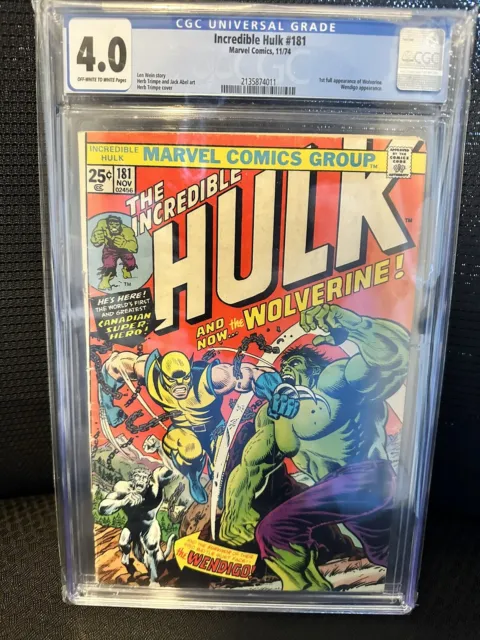 Incredible Hulk #181 CGC 4.0 1974 3964251001 1st app. Wolverine