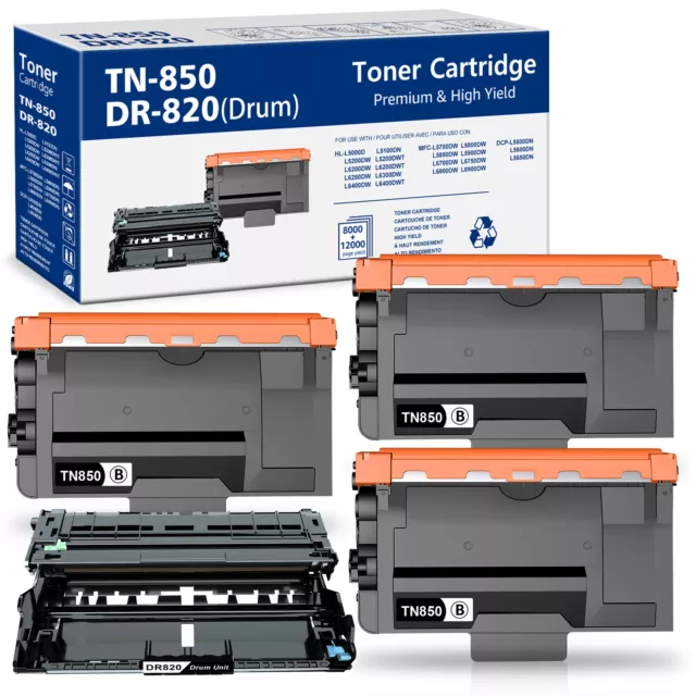 DR820 Drum TN850 Toner Compatible For Brother DCP-L5500DN L5700DW L6400DWT Lot