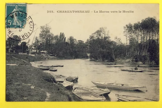 cpa FRANCE 94 - HOUSES ALFORT Île CHARENTONNEAU La MARNE towards the MILL boats