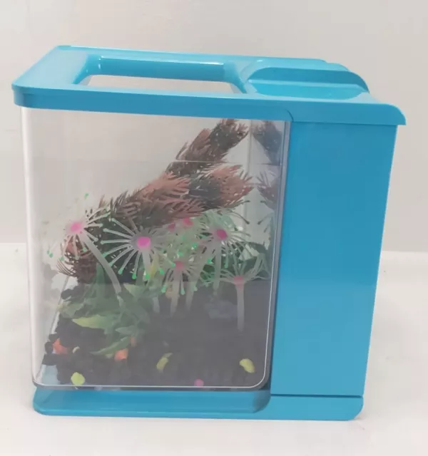 Marina Ez Care 0.7 Gallon Betta Aquarium Blue Artificial Plants&Gravel 6.25" Sq.
