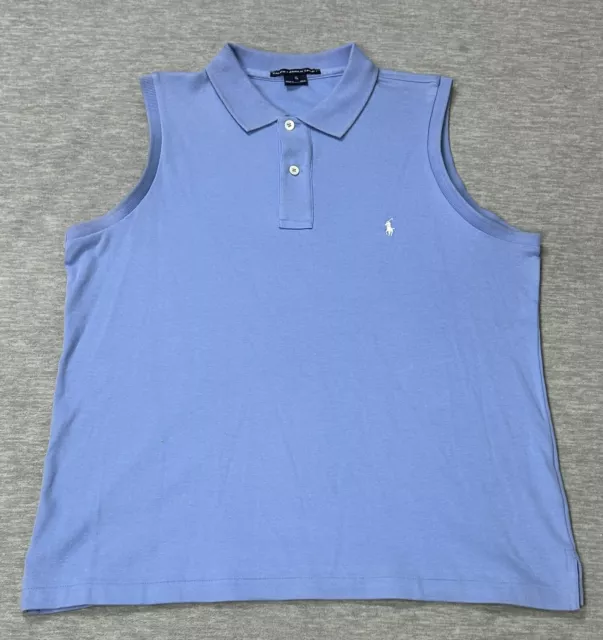 Ralph Lauren Sport Sweater Womens Extra Large Blue Collar Vest Sleeveless Golf