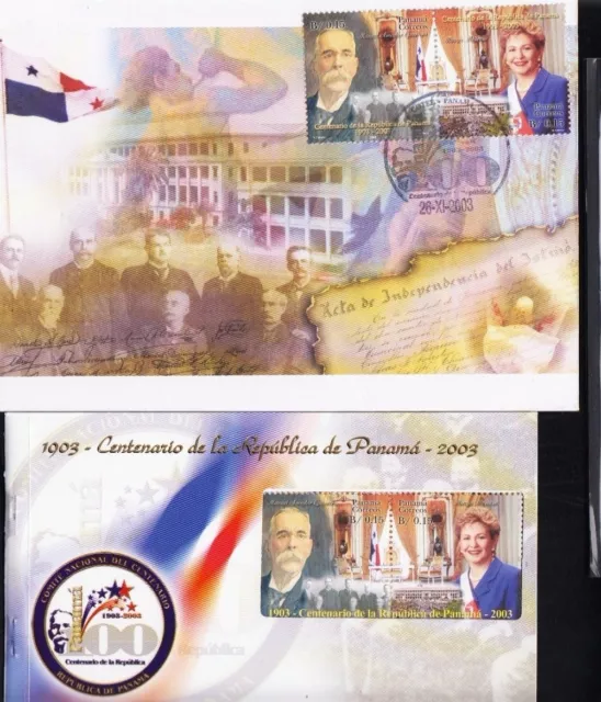 Centenary of the Republic of Panama 2003 fdc + booklet,