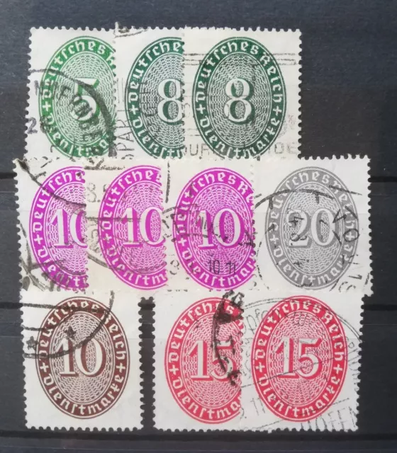 Deutsches Reich, Dienstmarken, Lot aus Mi. Nr. 114-131, gestempelt