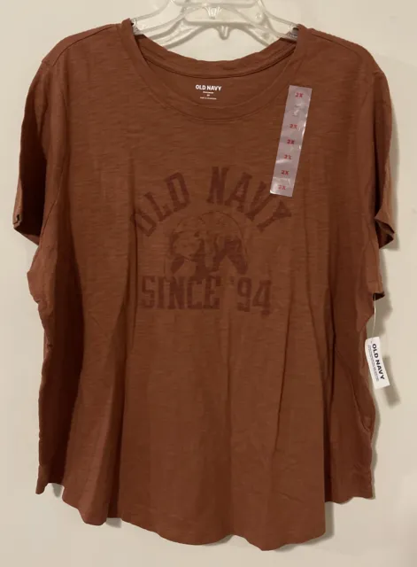 Old Navy Womens Size 2x Brown-Orange Short Sleeved Cotton Tshirt NWT! A4404