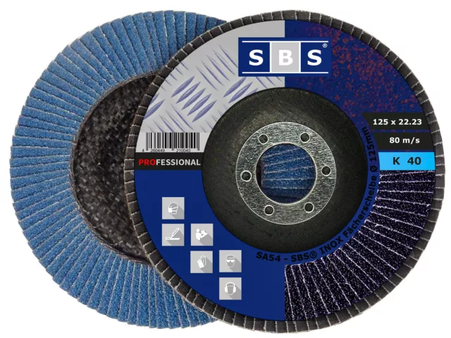 SBS Disco Lamellare Blu Ø125mm Grana 40 / 5 Pz. Smerigliatrice Mole