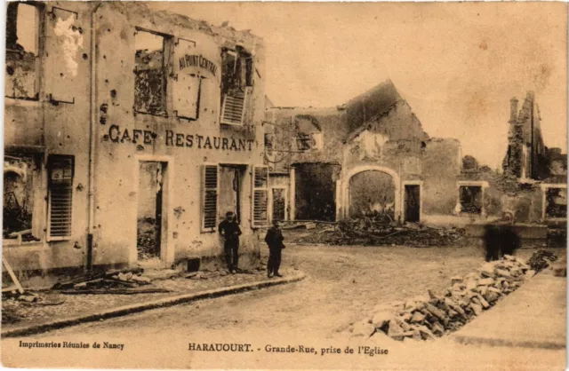 CPA AK Militaire - Harauourt - Grande-Rue - prise de l'Eglise - Ruines (697425)