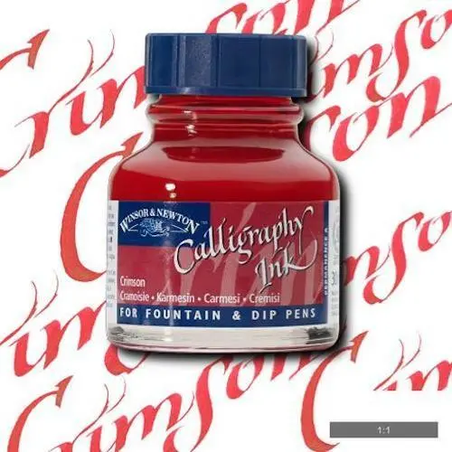 WINSOR & NEWTON Acrylic Calligraphy Ink - Lightfast - 30ml Bottle - Crimson