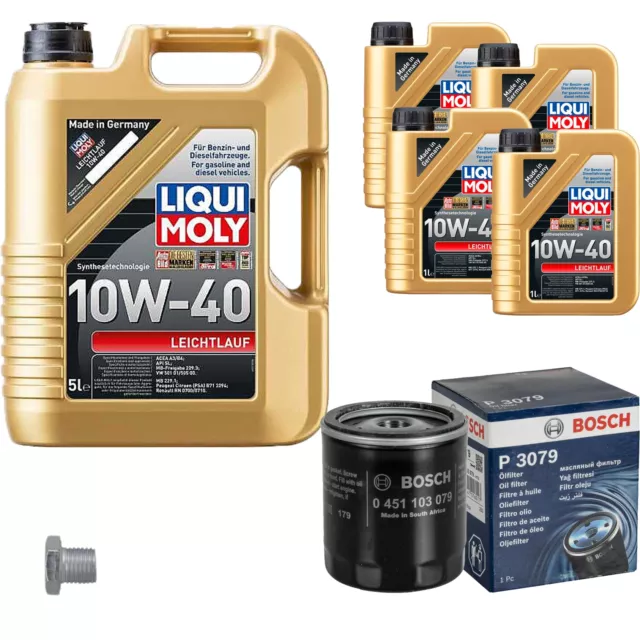 Filtro olio Bosch 9L Liqui Moly funzionamento leggero 10W-40 per Opel Daewoo Astra G CC 1.6