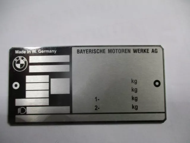 Typenschild für BMW 3er 5er 6er 7er E21 E30 E32 E34 E38 Z1 passendes Schild