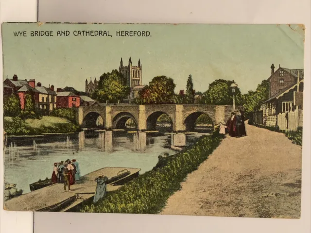 Wye Bridge & Cathedral Hereford 1907 Postcard