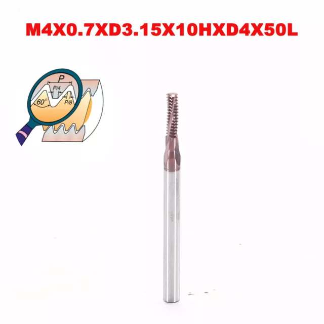 Carbide Thread Mill High Performance Helical Flute Thread Mill M4X0.7XD3.15X10H