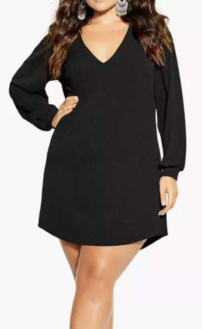 NWT CITY CHIC Women’s Plus Size Quiero Mini Shift Dress Black Plus Size 24/XXL