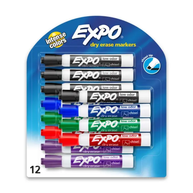 Crayola Dry Erase Markers, Chisel Tip, Black - Box of 12