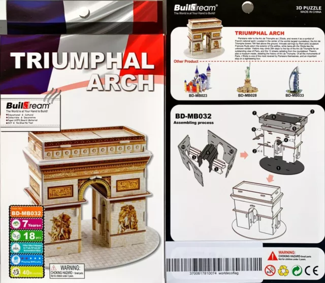 lot de 4 puzzles 3D  Monuments Arc de triomphe statue de la liberté, Notre Dame 3