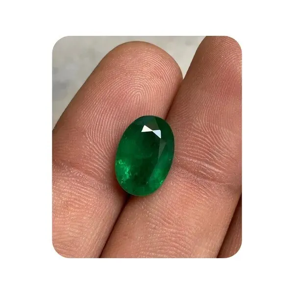 Natural Colombian Green Emerald 3.50 Ct Oval Cut Certified Loose Gemstone