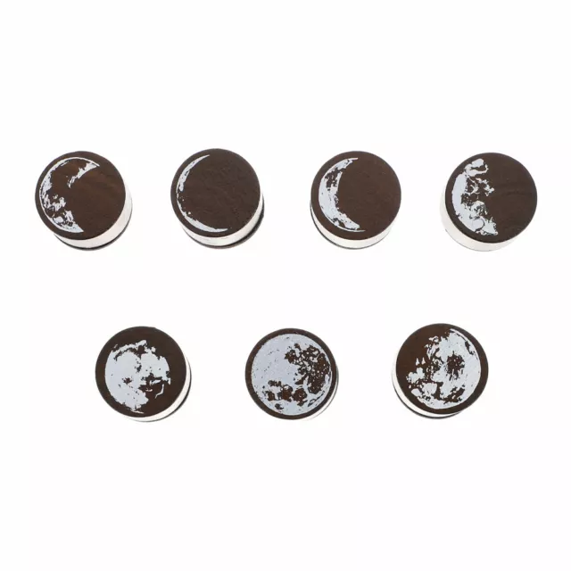 7 Pcs Handbook Stamp Moon Printing Wooden Stamps Kids Suits Decor Vintage