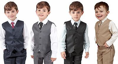 Boys Suits 4 Piece Waistcoat Suit Wedding Page Boy Baby Formal Party 4 Colours