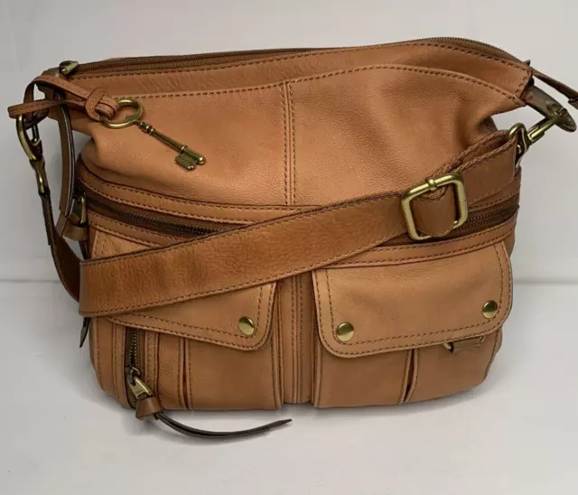 Fossil Brown Leather Large Crossbody Bag Purse Fossil Brown Leather Large Crossbody Bag Purse