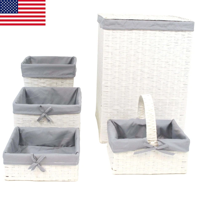 Laundry Hamper Basket Sturdy Wire Frame Easily Removable Machine Washable 5 Pcs