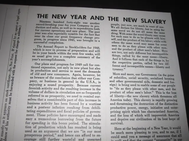 vTg 1949 So California Edison Corp Brochure SCE LA New Year New Slavery Pres msg