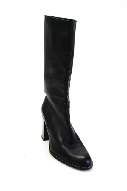 Coach Womens Leather Pointed Toe Lace Up Back Knee High Boots Black Size 8.5US