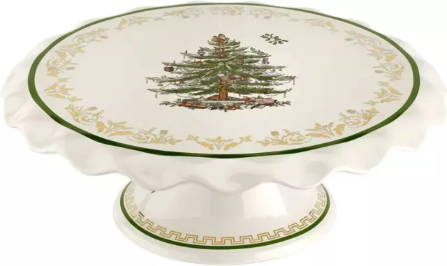 Christmas Tree Gold Cake Stand| Measures 11-inches| Cake Plate| Holiday Cake Tra