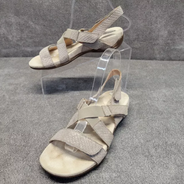 Vaneli Sport Sandals Womens 7M Strappy Taupe Hook & Loop Comfort Faux Suede