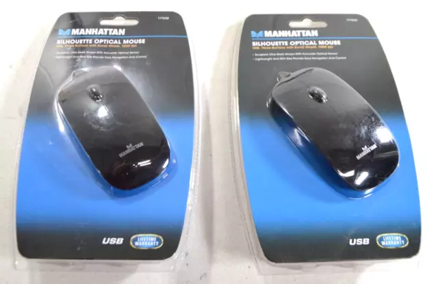 LOT OF 2 Manhattan Silhouette Wired USB Optical Mouse 1000 DPI 177658