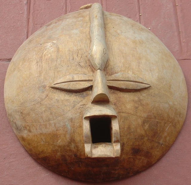 Vintage Hand Carved Wood African Tribal Art Mask Ghana ? Snake Serpent Head