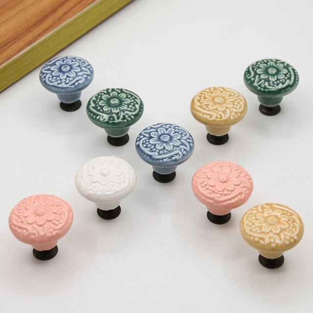 4 PCS Furniture Knob Ceramic Handle White Drawers Exterior Doors 8