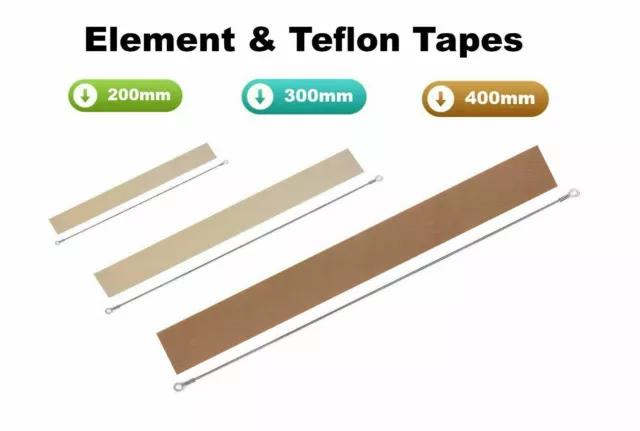 2 x IMPULSE HEAT SEALER ELEMENT,TEFLON STRIP SPARE KIT FS 200MM 300MM 400MM