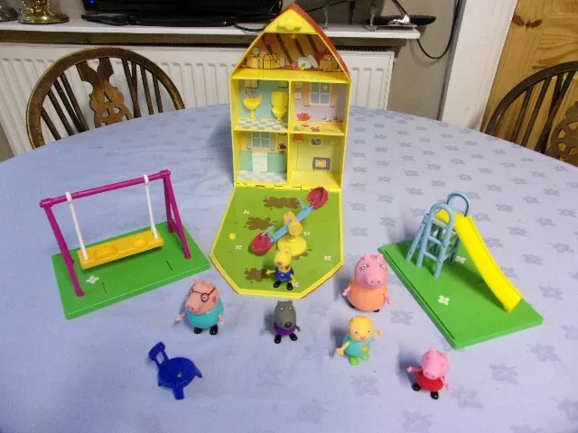 Peppa pig toy bundle,  house and play parks  6 figures and accessories