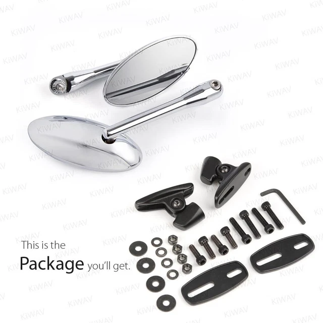 Rétroviseurs chromé CNC Ultra convex base noire réglable pour BMW S 1000 RR