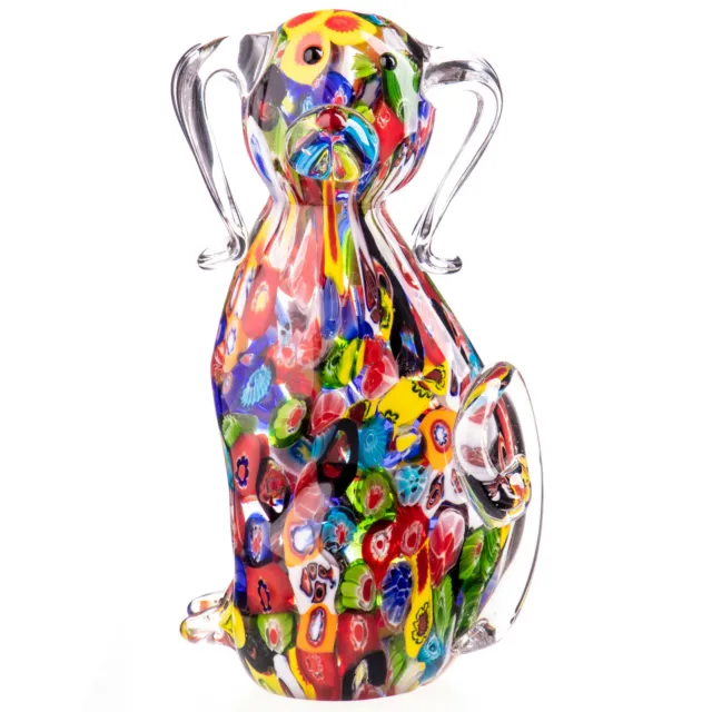 Glasfigur Hund Skulptur Kristall Glas Statue Luxus Murano Stil H.21cm Dekofigur