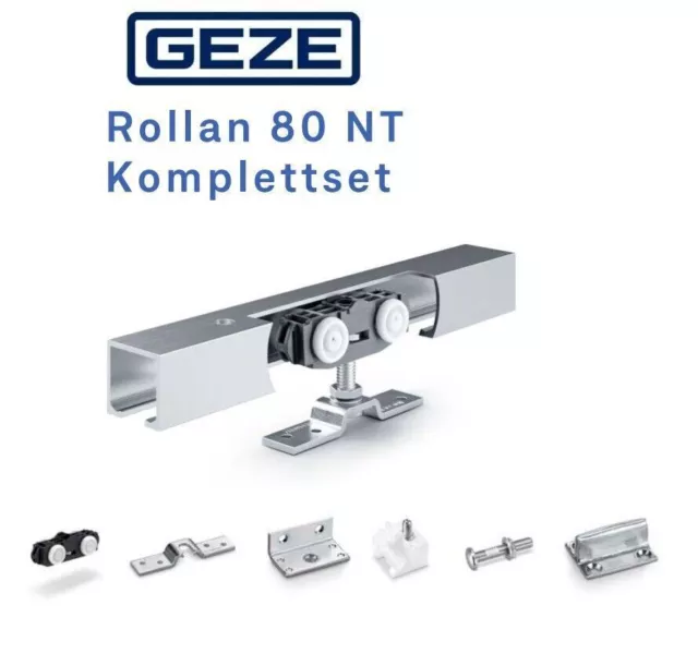 Geze Rollan 80 NT Schiebetürbeschlag Komplett Set Laufschiene 165 180 190 235cm