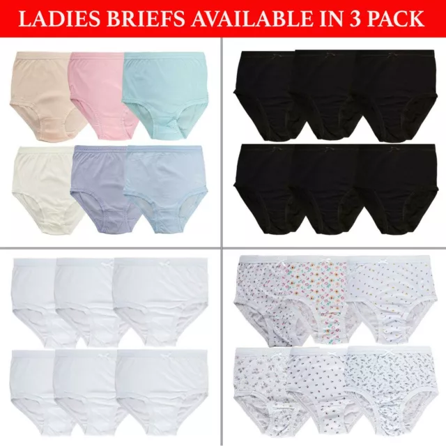 Ladies Briefs Knickers Womens Underwear Full 100% Cotton Comfort Fit Size M-3XL