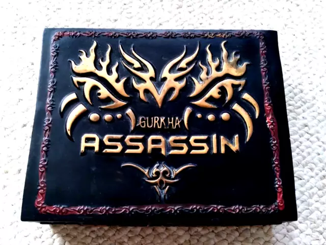 Gurkha Assassin  Empty  Cigar Box,  measures 9" x 7" x 2 1/2"