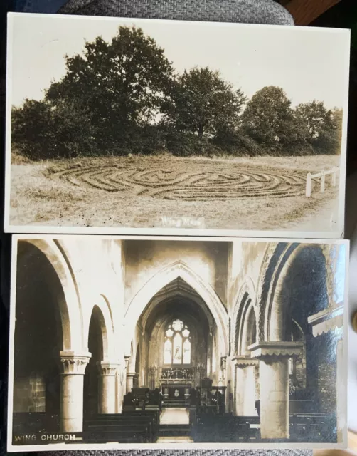 WING RUTLAND Church Maze 1930s 2 X RP Postcards PM Oakham