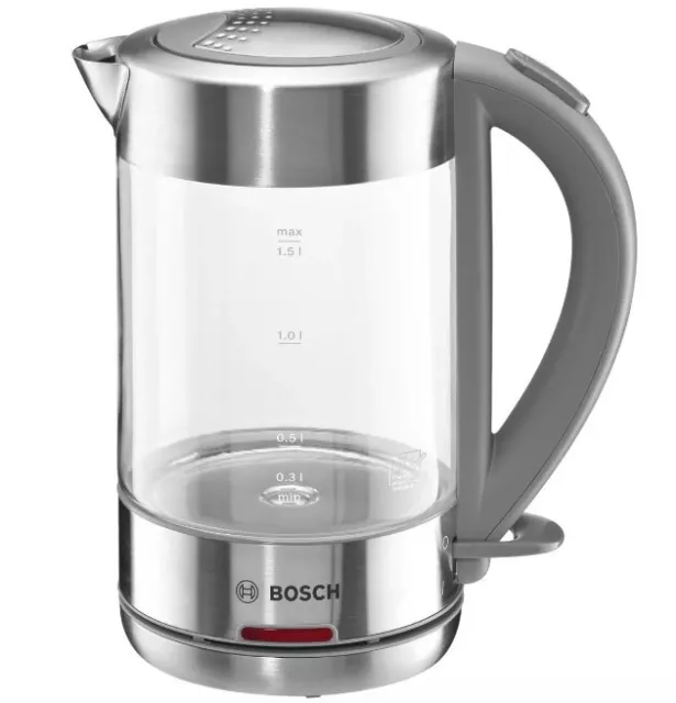 Bosch Wasserkocher TWK7090B Edelstahl Mit Kalkfilter Glaskanne Teekocher