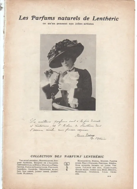 PUBLICITÉ DE PRESSE 1910:les parfums de Lenthéric- jeanne de l Athenée